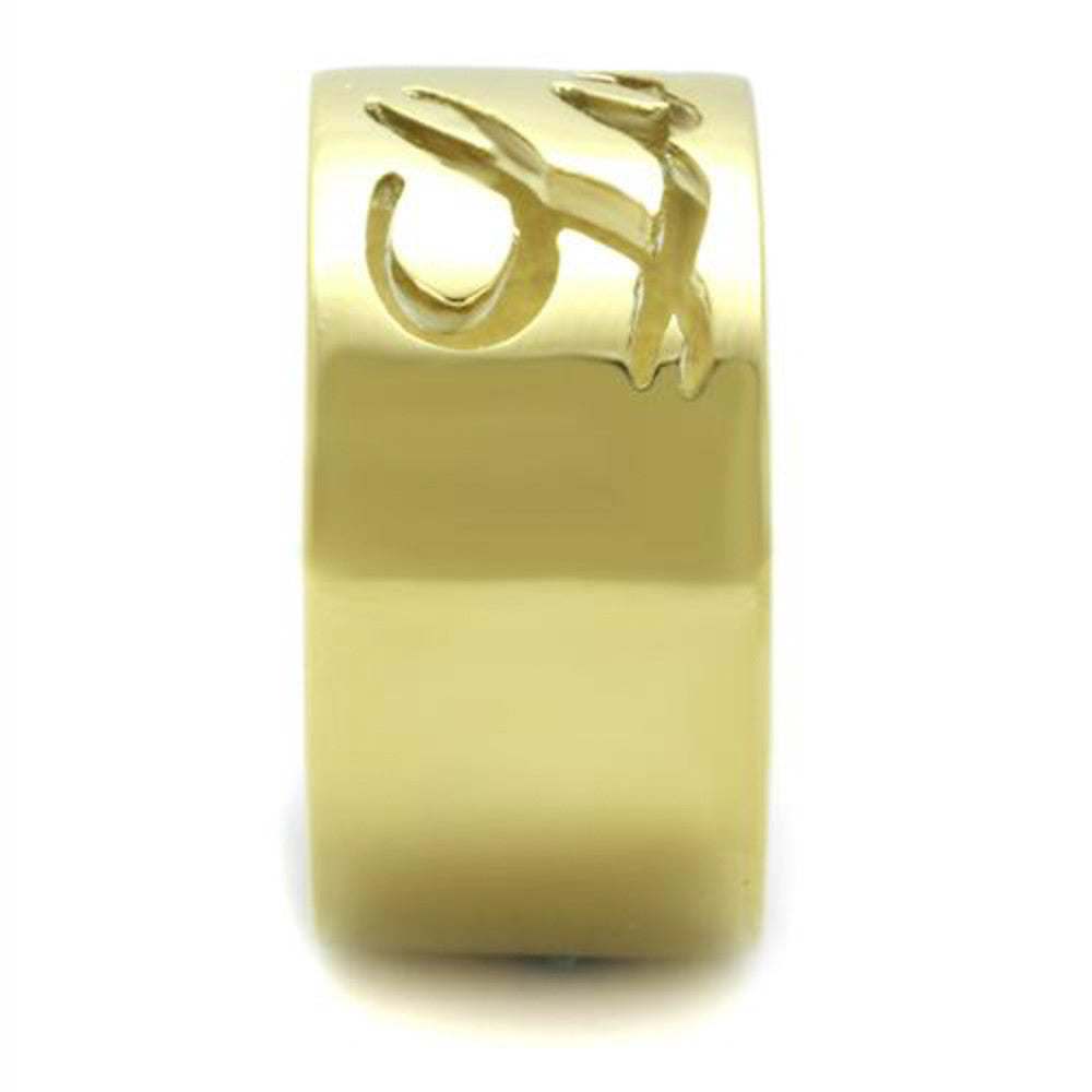 ARTK1878 Stainless Steel 316 Gold Plated 11mm Wide Love Wedding Band Ring Sizes 5-10